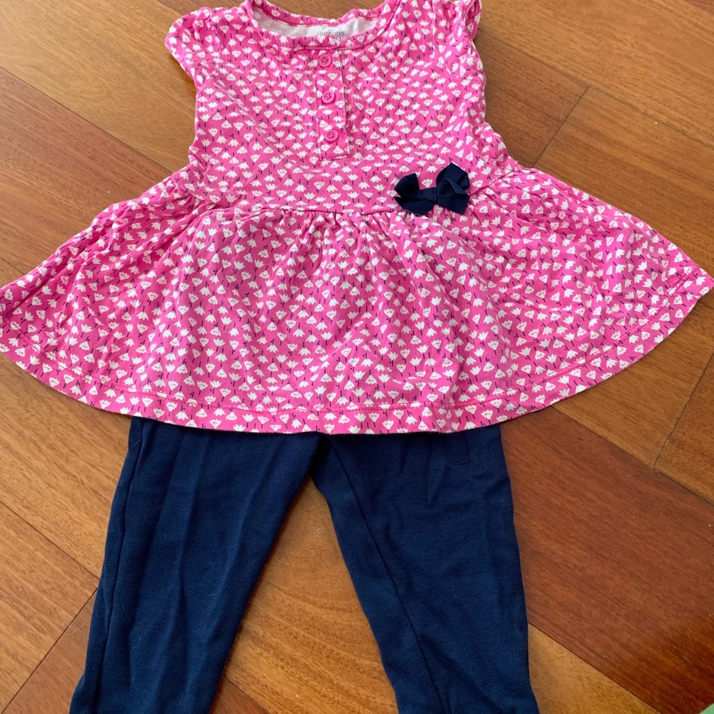 Carters pink dress with matching blue pants